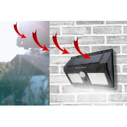 LED Solar Wall Light with Sensor, LED 1.2W/3.7V, 1200 mAh, IP44