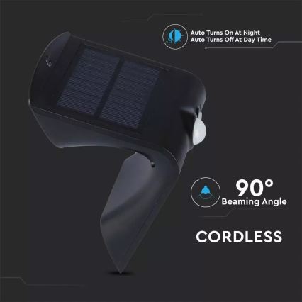 LED Solar wall light with sensor LED/1.5W/3,7V IP65 1200 mAh