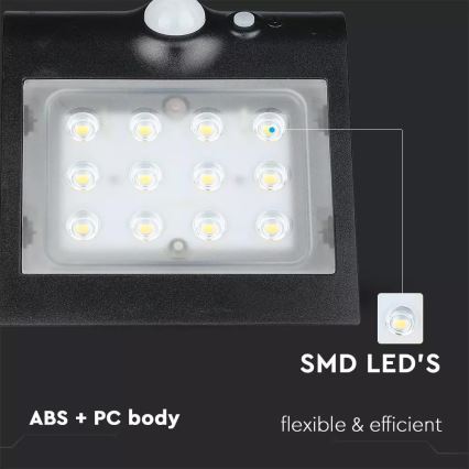 LED Solar wall light with sensor LED/1.5W/3,7V IP65 1200 mAh