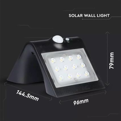 LED Solar wall light with sensor LED/1.5W/3,7V IP65 1200 mAh