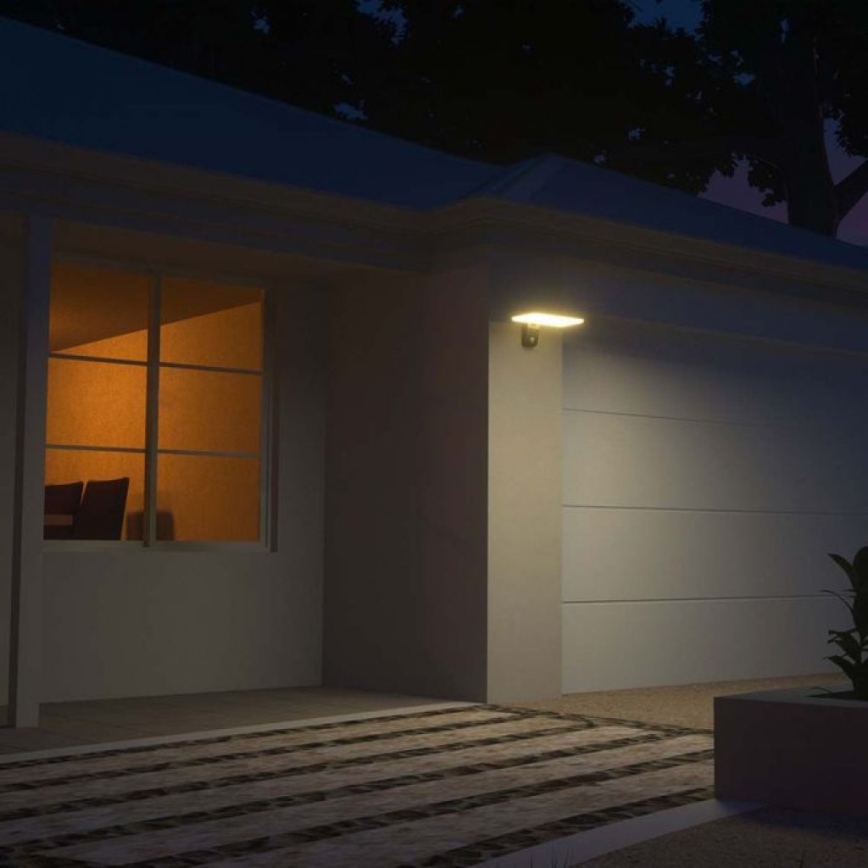 LED Solar wall light with sensor LED/15W/3,2V 4000K/6000K IP65 black