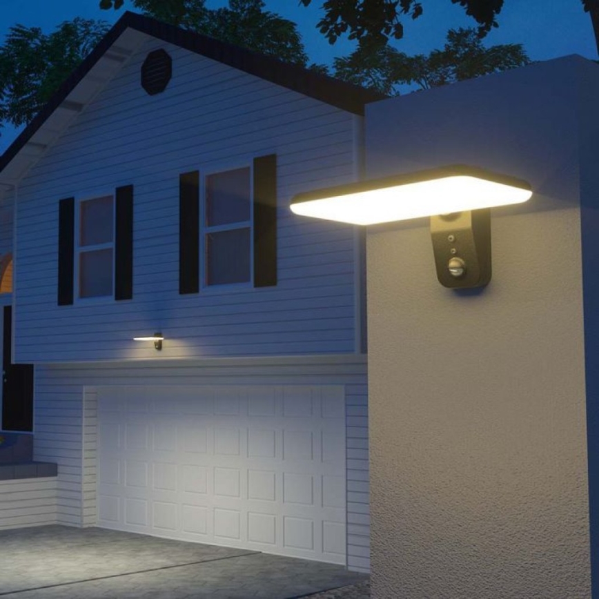 LED Solar wall light with sensor LED/15W/3,2V 4000K/6000K IP65 black