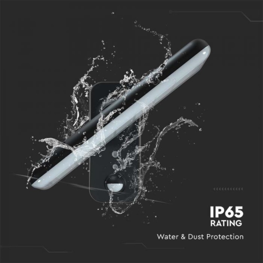 LED Solar wall light with sensor LED/15W/3,2V 4000K/6000K IP65 black