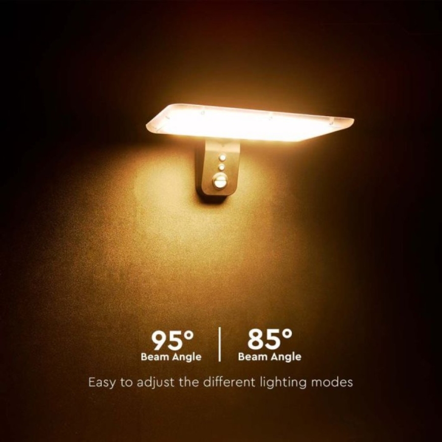 LED Solar wall light with sensor LED/15W/3,2V 4000K/6000K IP65 black