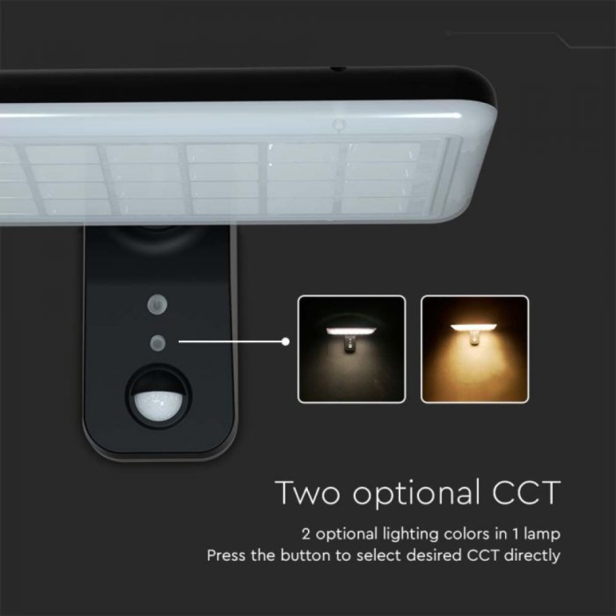 LED Solar wall light with sensor LED/15W/3,2V 4000K/6000K IP65 black