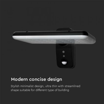 LED Solar wall light with sensor LED/15W/3,2V 4000K/6000K IP65 black