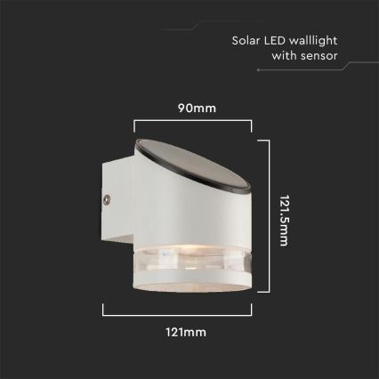 LED Solar wall light with sensor LED/1W/3,7V IP54 3000K white