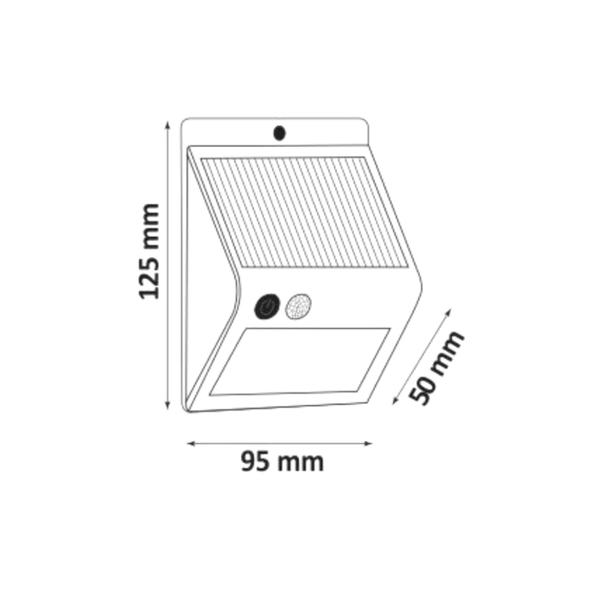 LED Solar wall light with sensor LED/2,2W/3,7V 2200 mAh IP44