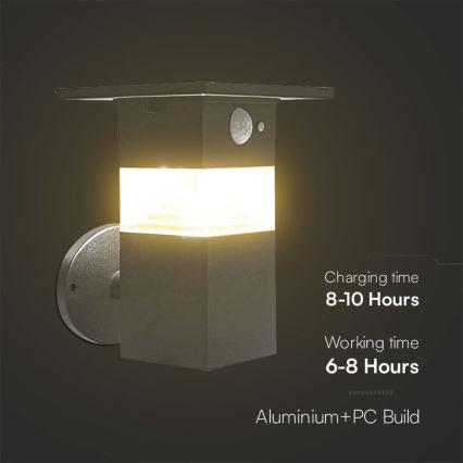 LED Solar wall light with sensor LED/2,5W/3,7V IP54 3000K