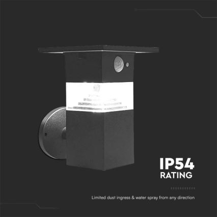 LED Solar wall light with sensor LED/2,5W/3,7V IP54 3000K