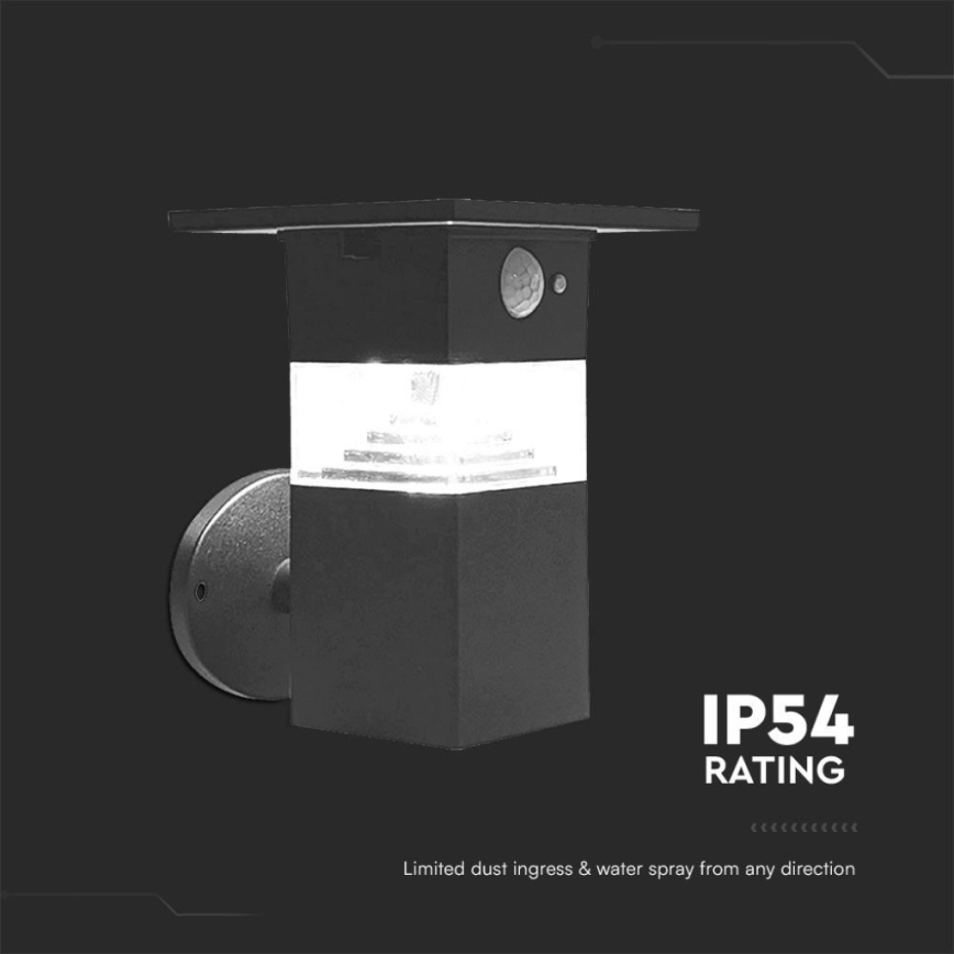 LED Solar wall light with sensor LED/2,5W/3,7V IP54 3000K