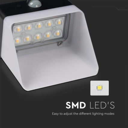 LED Solar wall light with sensor LED/2W/3,7V 4000K IP65 1200 mAh