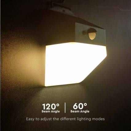 LED Solar wall light with sensor LED/2W/3,7V 4000K IP65 1200 mAh