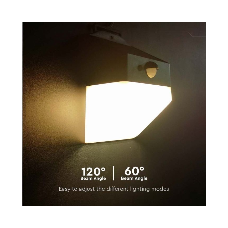 LED Solar wall light with sensor LED/2W/3,7V 4000K IP65 1200 mAh