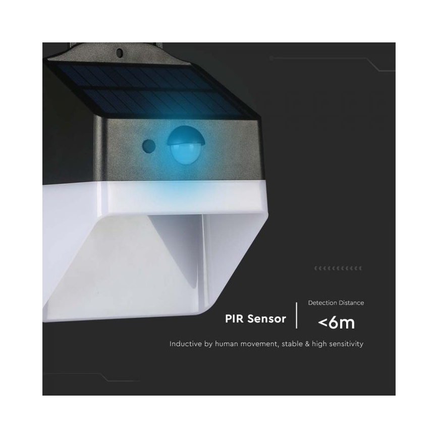 LED Solar wall light with sensor LED/2W/3,7V 4000K IP65 1200 mAh