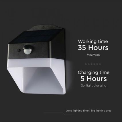 LED Solar wall light with sensor LED/2W/3,7V 4000K IP65 1200 mAh