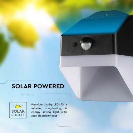 LED Solar wall light with sensor LED/2W/3,7V 4000K IP65 1200 mAh