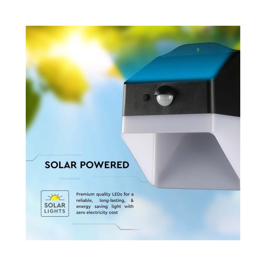 LED Solar wall light with sensor LED/2W/3,7V 4000K IP65 1200 mAh