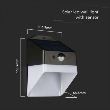 LED Solar wall light with sensor LED/2W/3,7V 4000K IP65 1200 mAh
