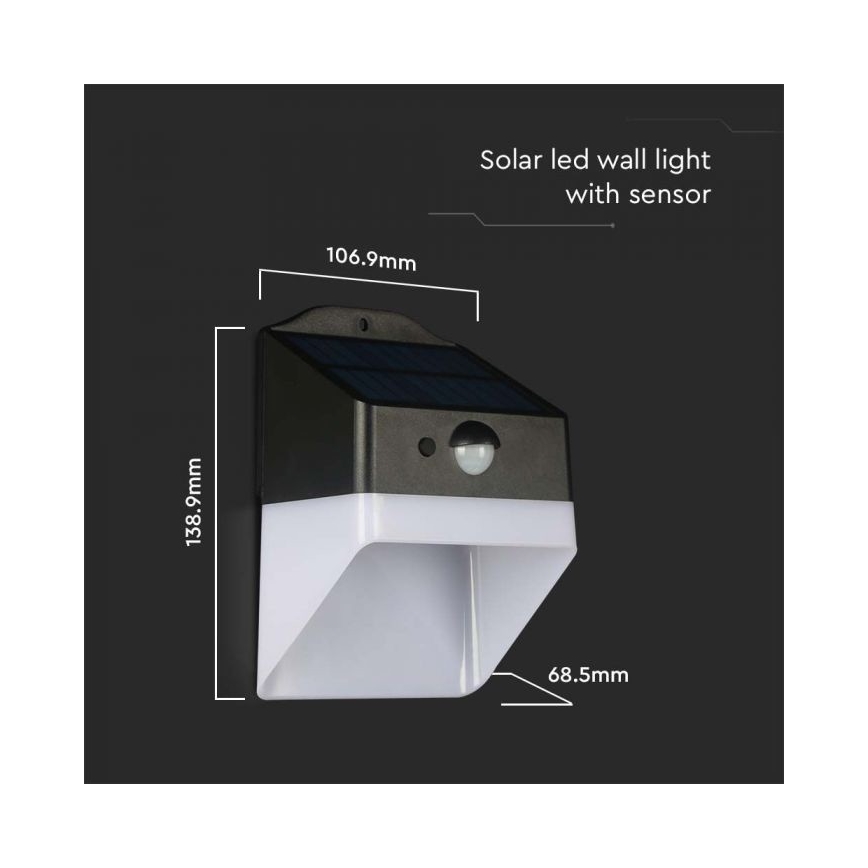 LED Solar wall light with sensor LED/2W/3,7V 4000K IP65 1200 mAh