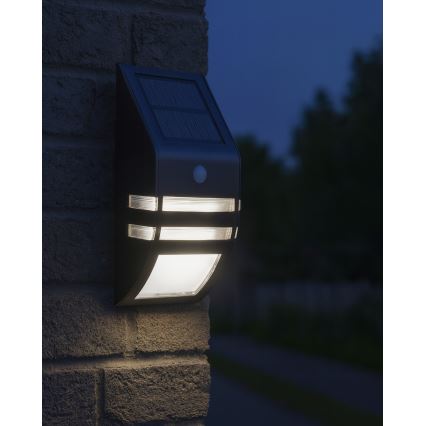 LED Solar wall light with sensor LED/3,7V 500 mAh IP44 black