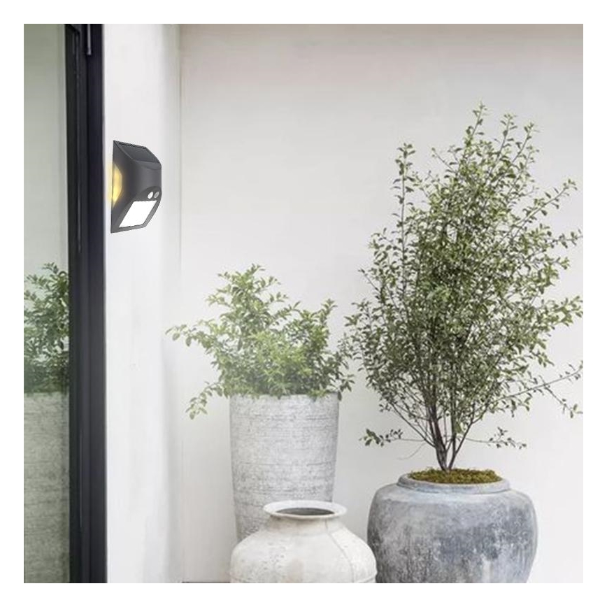LED Solar Wall Light with Sensor LED/3W/3.7V 3000/4000K 1200 mAh IP54 Anthracite