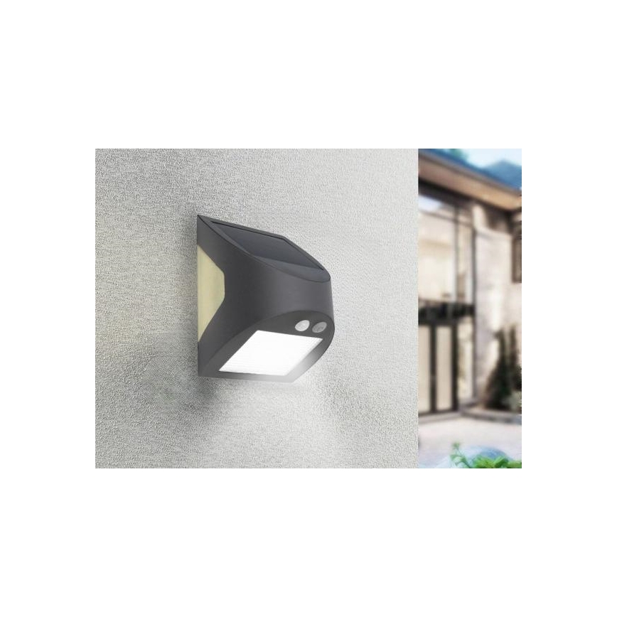 LED Solar Wall Light with Sensor LED/3W/3.7V 3000/4000K 1200 mAh IP54 Anthracite