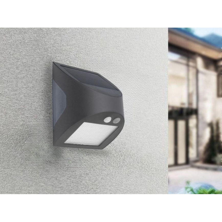 LED Solar Wall Light with Sensor LED/3W/3.7V 3000/4000K 1200 mAh IP54 Anthracite