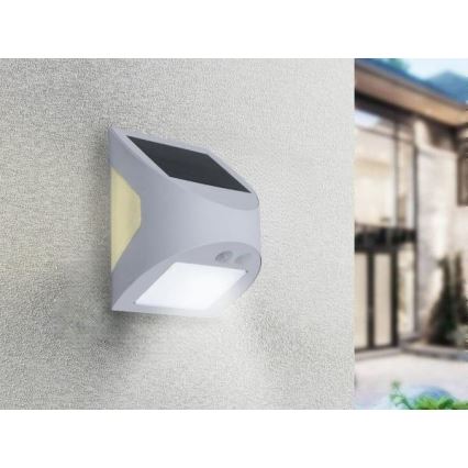 LED Solar Wall Light with Sensor, 3W LED, 3.7V, 3000/4000K, 1200 mAh, IP54, White