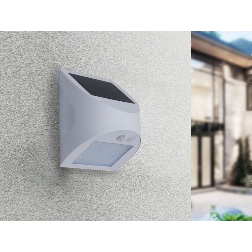 LED Solar Wall Light with Sensor, 3W LED, 3.7V, 3000/4000K, 1200 mAh, IP54, White