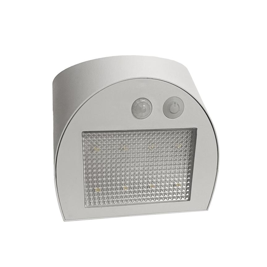 LED Solar Wall Light with Sensor, 3W LED, 3.7V, 3000/4000K, 1200 mAh, IP54, White