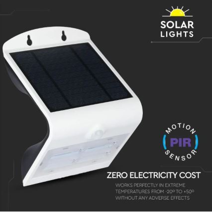 LED Solar wall light with sensor LED/3W/3,7V 3000/4000K IP65 2000 mAh white