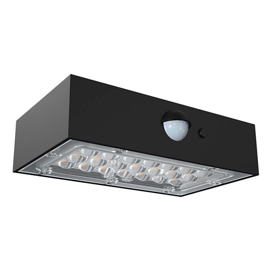 LED Solar wall light with sensor LED/3W/3,7V 3000K/4000K IP65 black