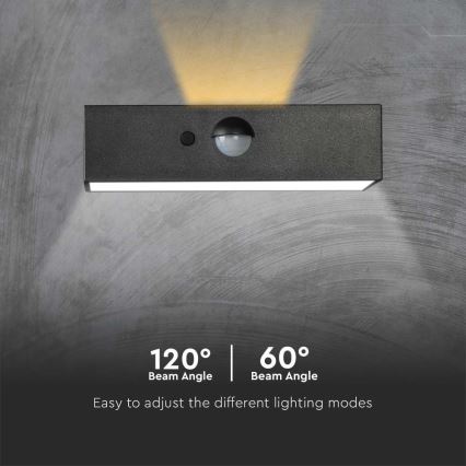 LED Solar wall light with sensor LED/3W/3,7V 3000K/4000K IP65 black