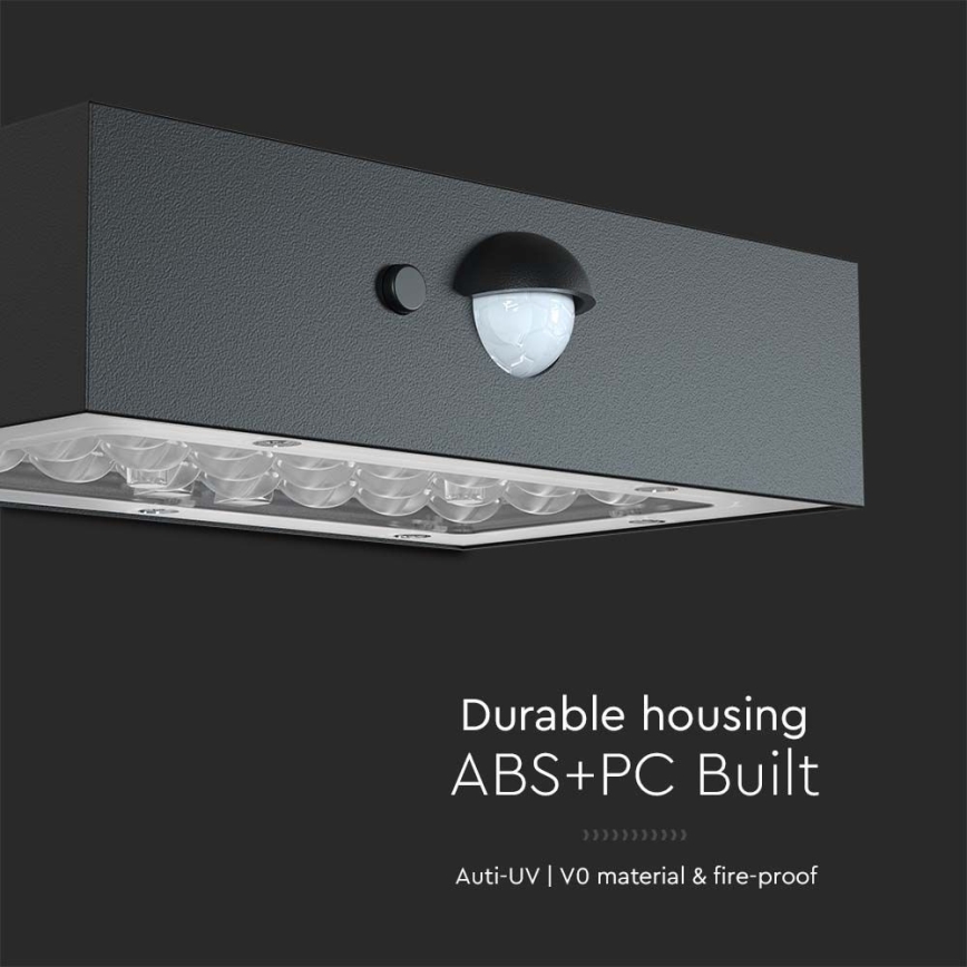LED Solar wall light with sensor LED/3W/3,7V 3000K/4000K IP65 black
