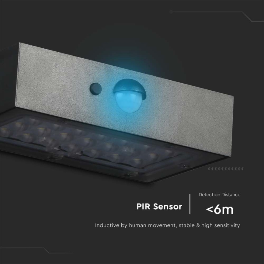 LED Solar wall light with sensor LED/3W/3,7V 3000K/4000K IP65 black