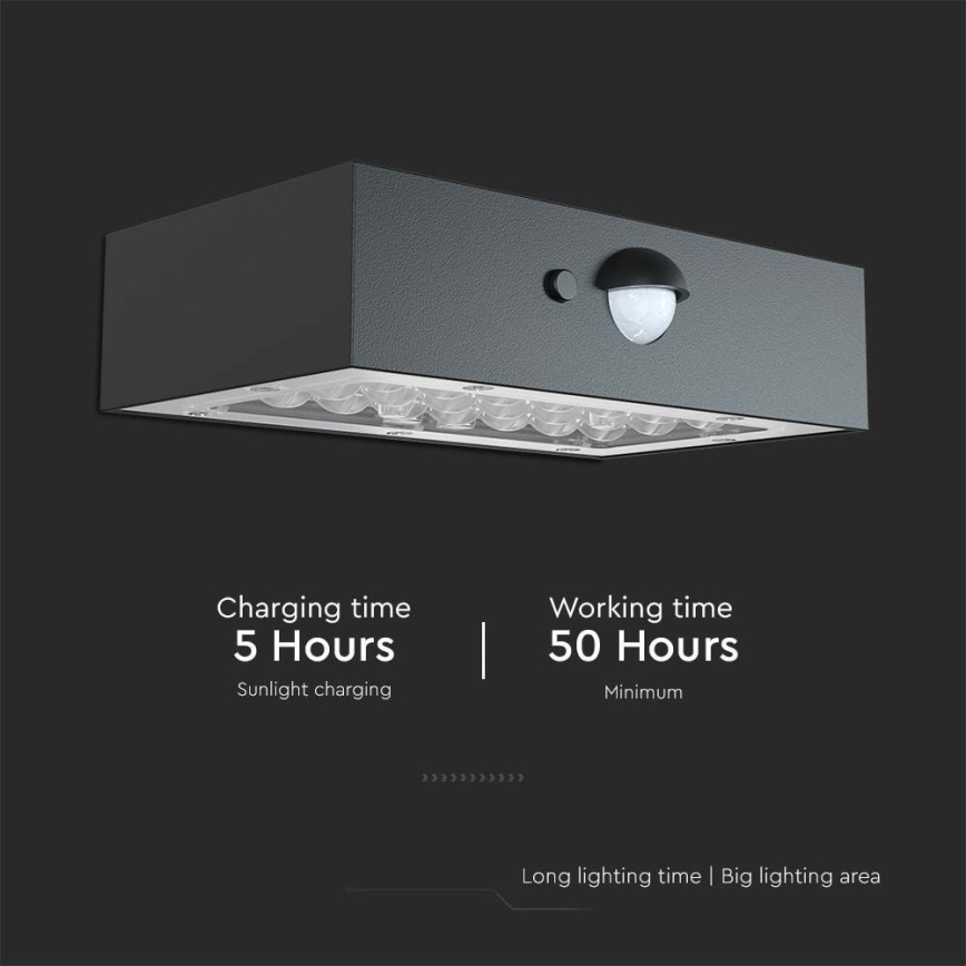 LED Solar wall light with sensor LED/3W/3,7V 3000K/4000K IP65 black