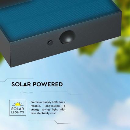 LED Solar wall light with sensor LED/3W/3,7V 3000K/4000K IP65 black