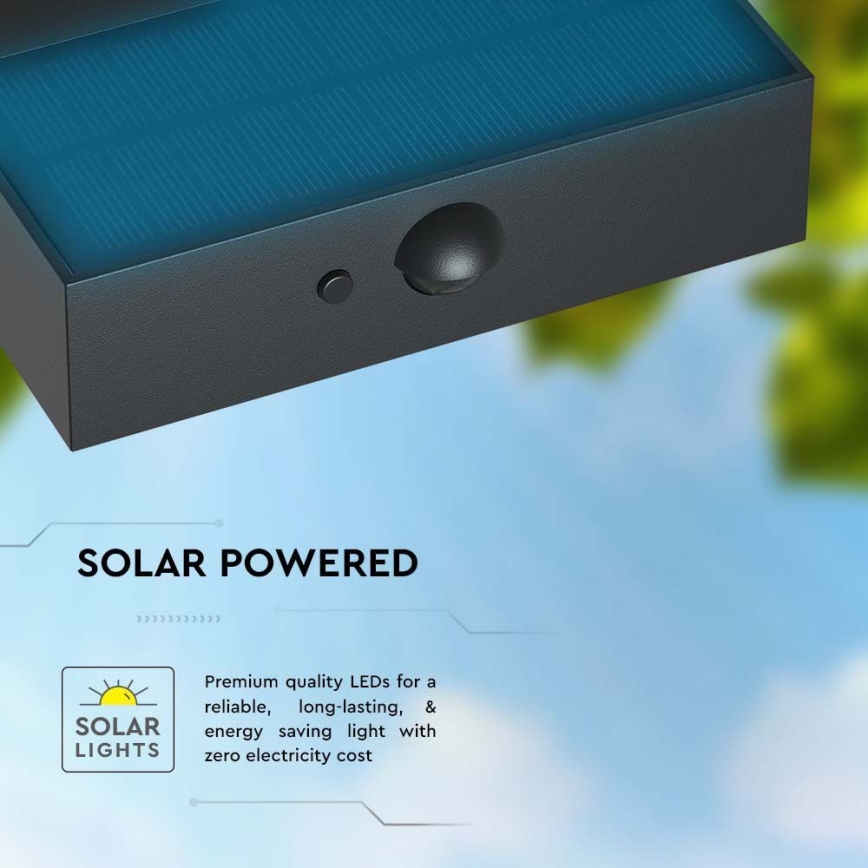 LED Solar wall light with sensor LED/3W/3,7V 3000K/4000K IP65 black