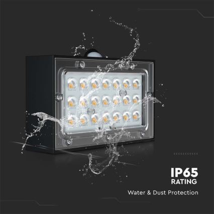 LED Solar wall light with sensor LED/3W/3,7V 3000K/4000K IP65 black