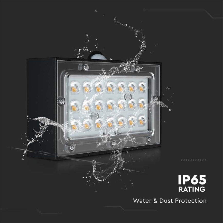 LED Solar wall light with sensor LED/3W/3,7V 3000K/4000K IP65 black