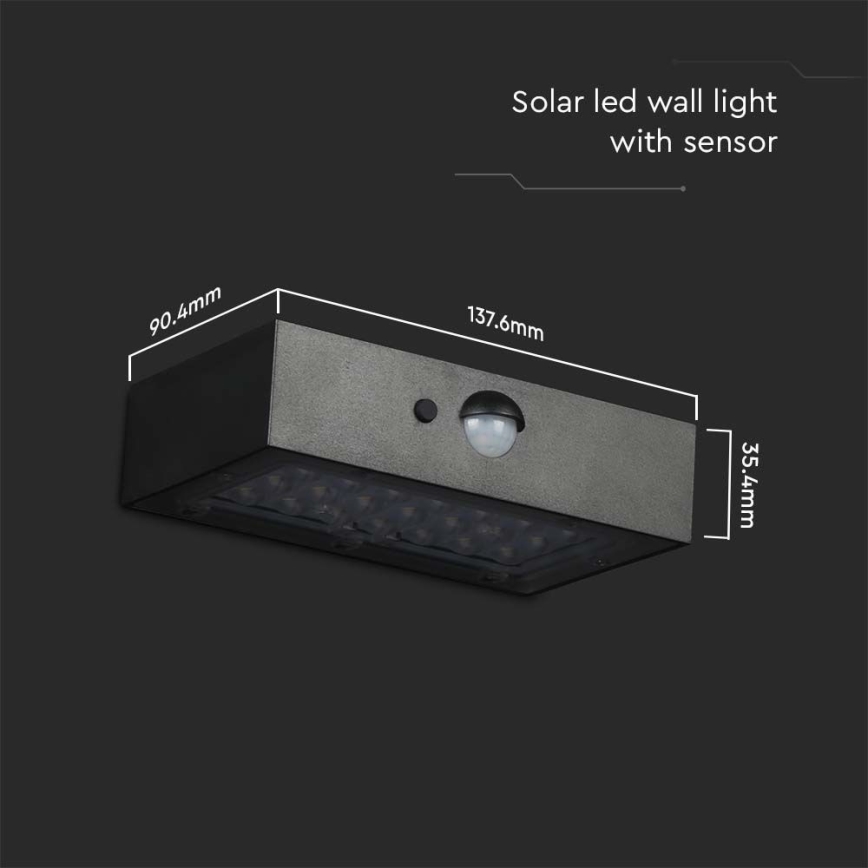 LED Solar wall light with sensor LED/3W/3,7V 3000K/4000K IP65 black