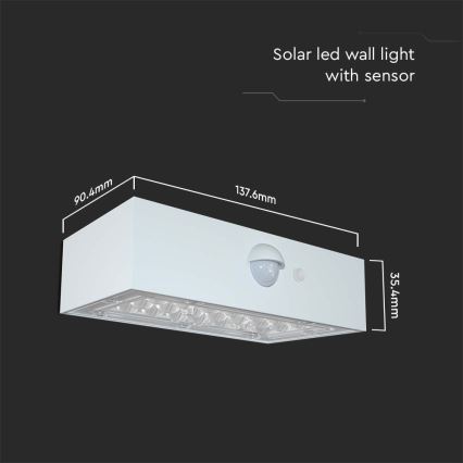 LED Solar wall light with sensor LED/3W/3,7V 3000K/4000K IP65 white