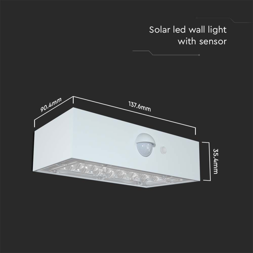 LED Solar wall light with sensor LED/3W/3,7V 3000K/4000K IP65 white