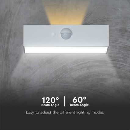 LED Solar wall light with sensor LED/3W/3,7V 3000K/4000K IP65 white