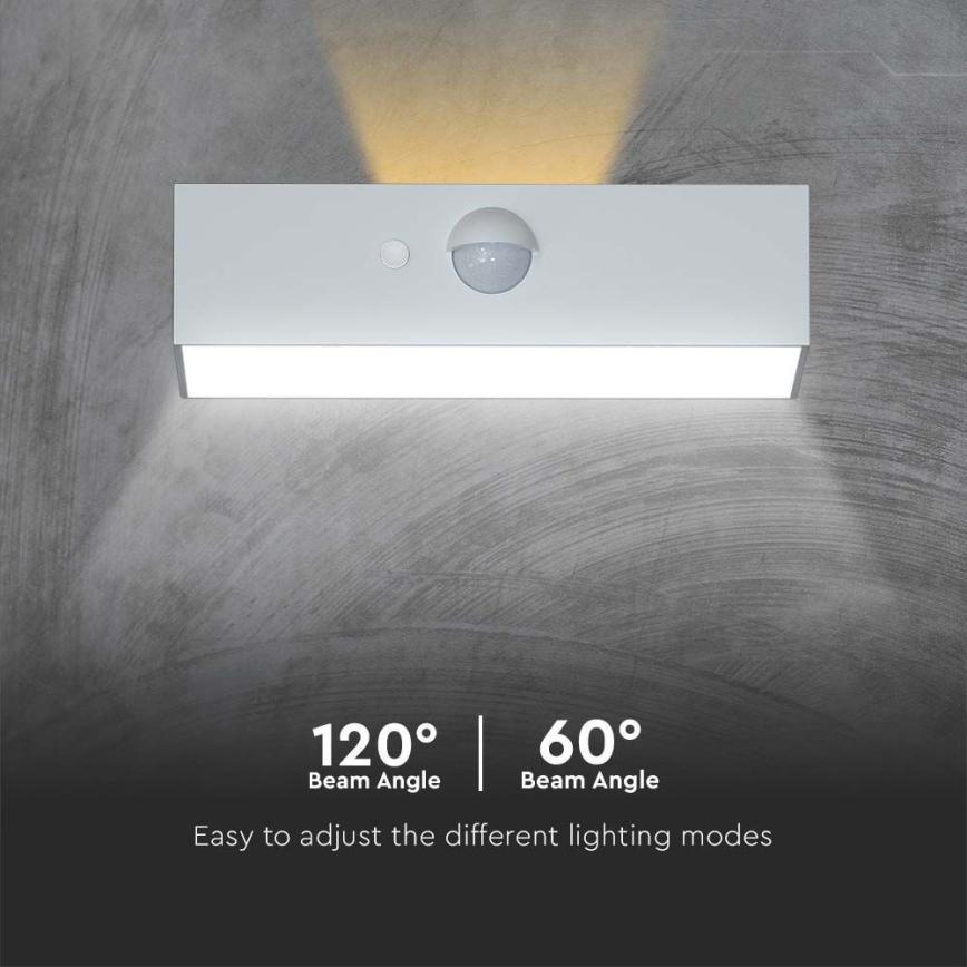 LED Solar wall light with sensor LED/3W/3,7V 3000K/4000K IP65 white