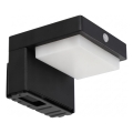 LED solar wall light with sensor LED/5W/3.7V 2000 mAh IP44 black