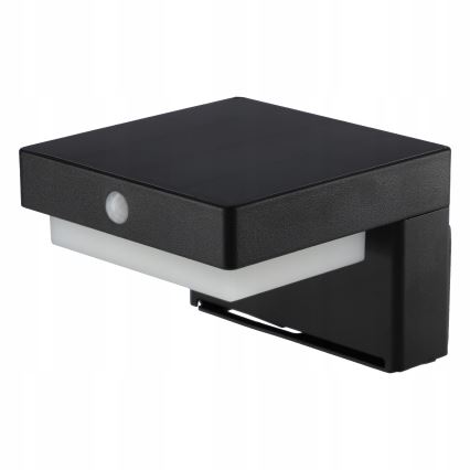 LED solar wall light with sensor LED/5W/3.7V 2000 mAh IP44 black
