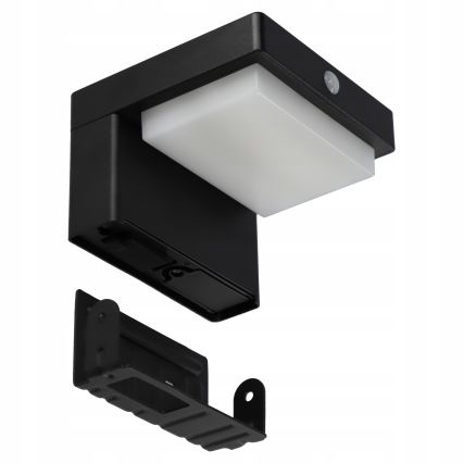 LED solar wall light with sensor LED/5W/3.7V 2000 mAh IP44 black
