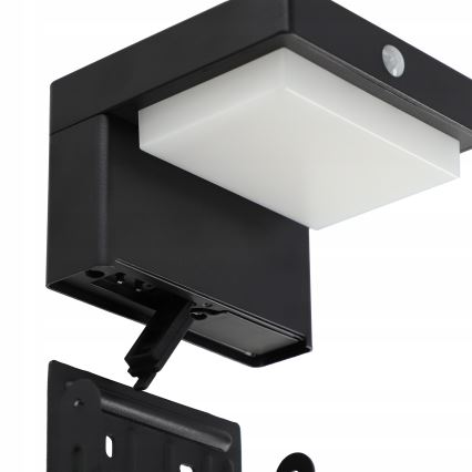 LED solar wall light with sensor LED/5W/3.7V 2000 mAh IP44 black